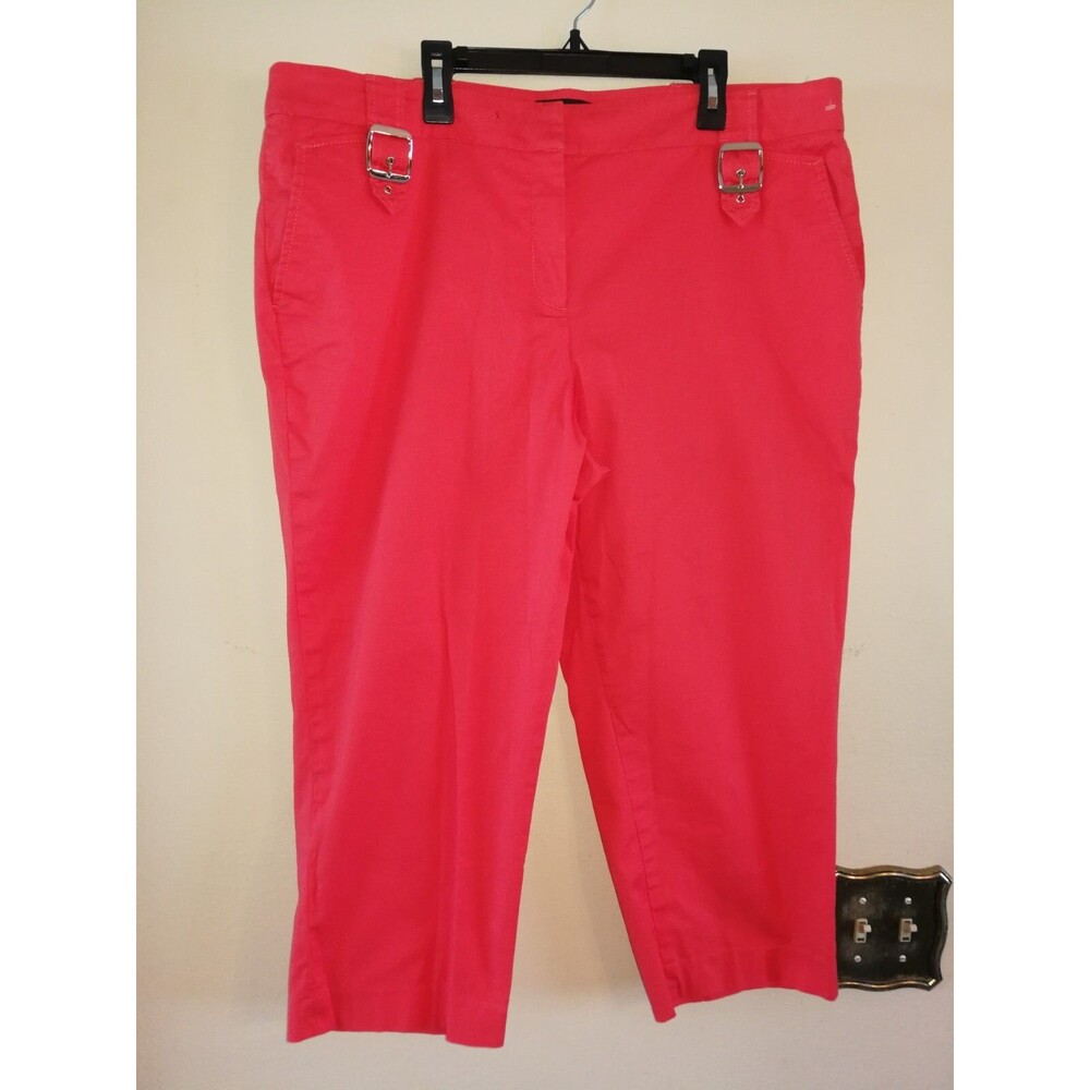 Women's Amazing Focus 2000 Coral Red Capri Cotton Stretchy Pants Size 14